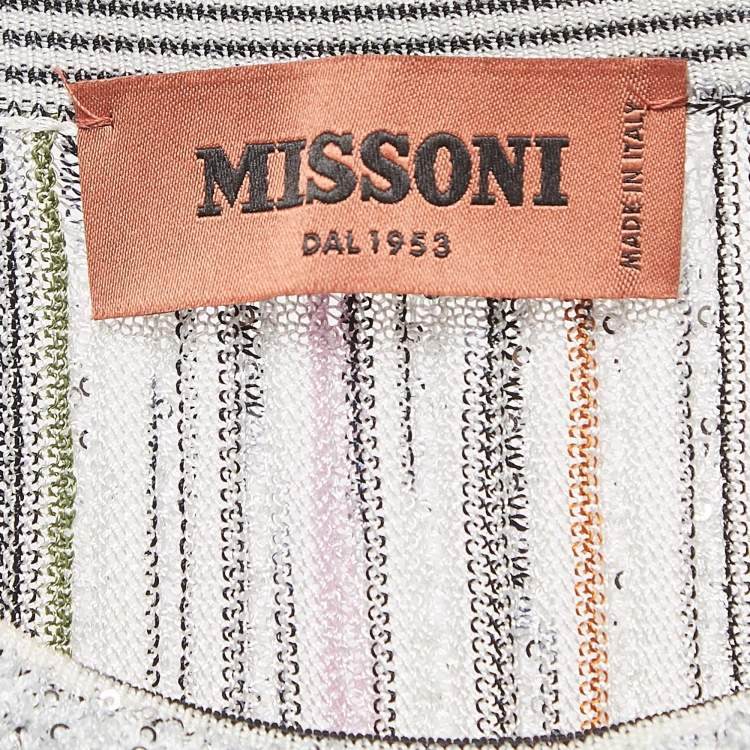 Pre Owned Missoni Multicolor Sequin Embellished Stripe Knitted Mini Dress S