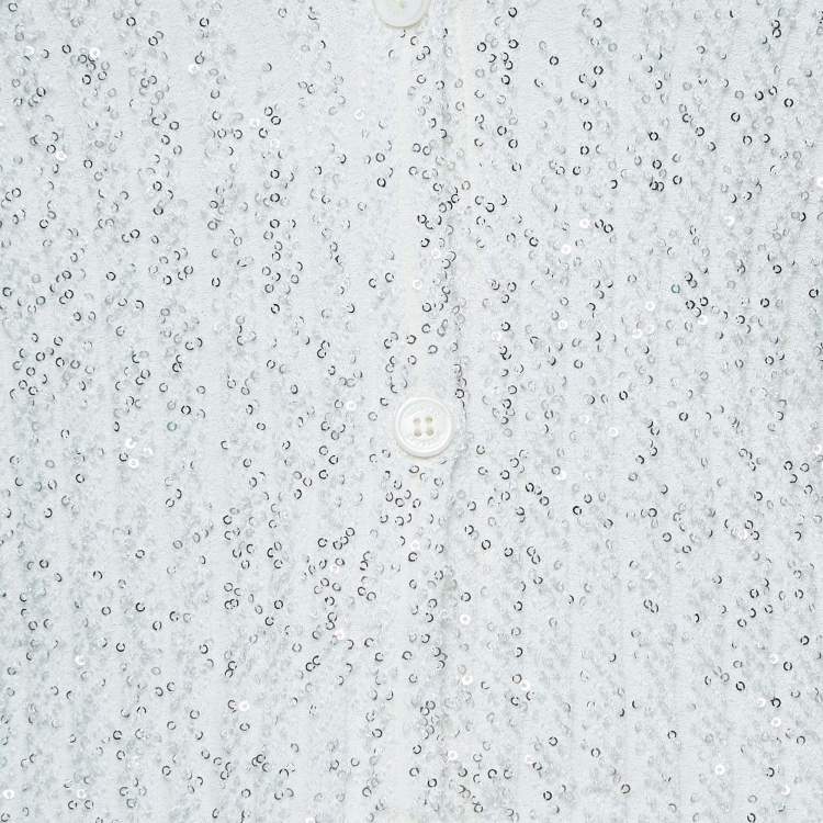 Pre Owned Missoni White Sequined Knit Cardigan IT 46