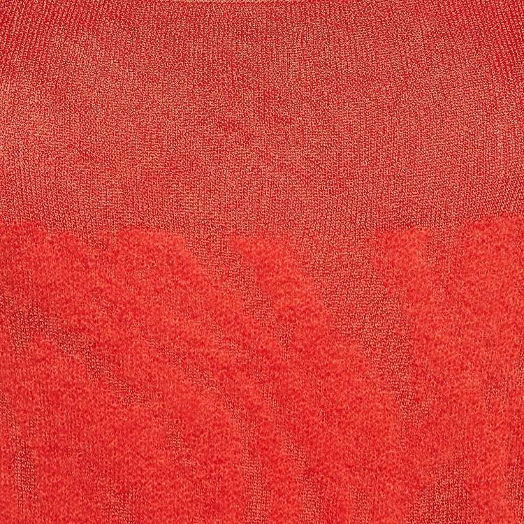 Pre Owned Missoni Red Patterned Wool Blend Knit Mini Dress S