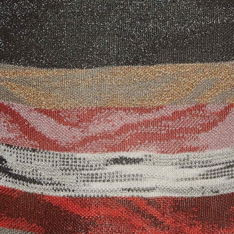 Pre Owned Missoni Multicolor Patterned Lurex Knit Asymmetric Top M