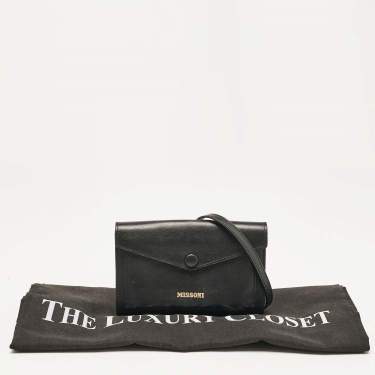 Pre Owned Missoni Black Leather Mini Envelope Shoulder Bag