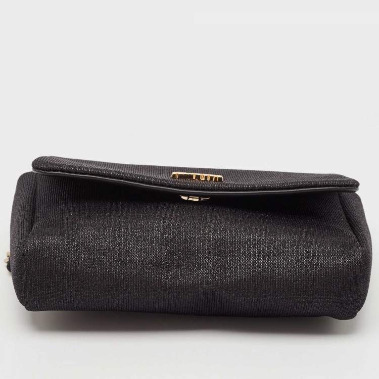 Pre Owned Missoni Black Fabric Logo Flap Shoulder Bag