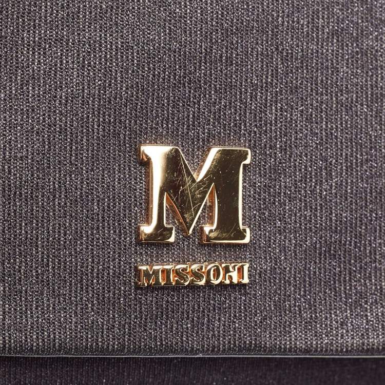 Pre Owned Missoni Black Fabric Logo Flap Shoulder Bag
