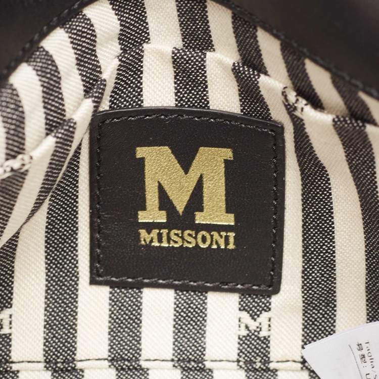 Pre Owned Missoni Black Fabric Logo Flap Shoulder Bag