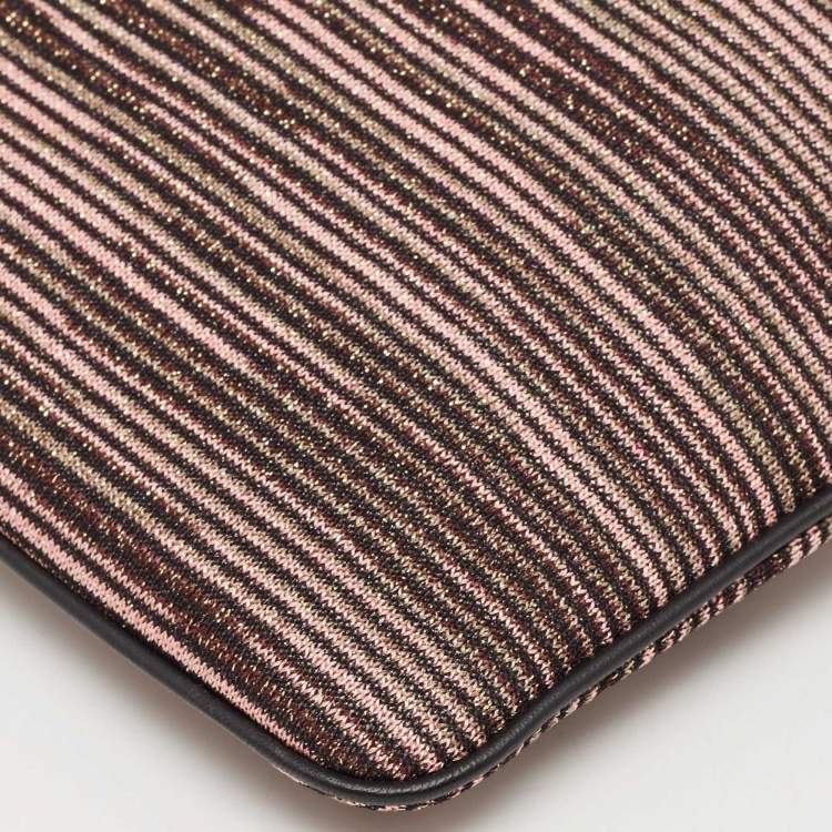 Pre Owned Missoni Multicolor Lurex Fabric Stripe Chain Clutch