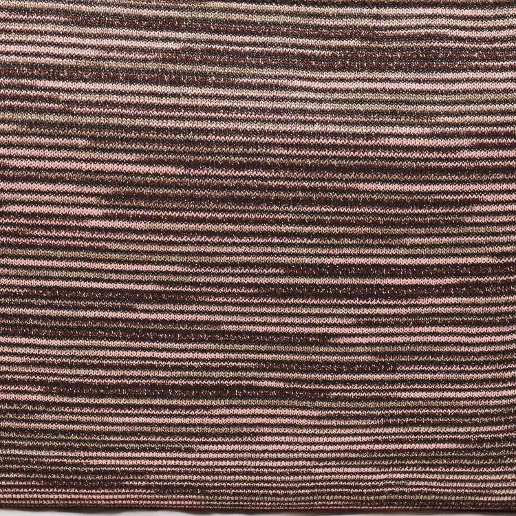 Pre Owned Missoni Multicolor Lurex Fabric Stripe Chain Clutch