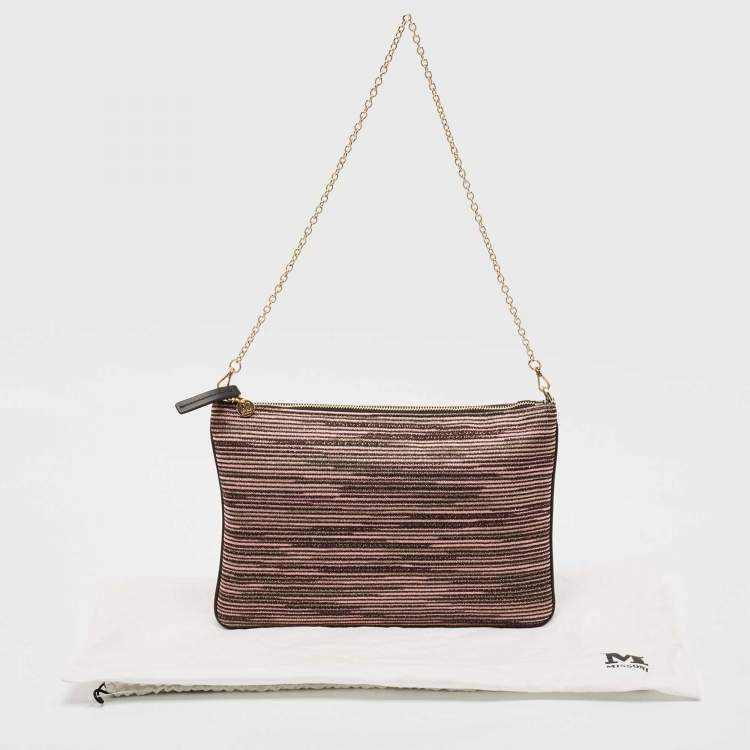 Pre Owned Missoni Multicolor Lurex Fabric Stripe Chain Clutch