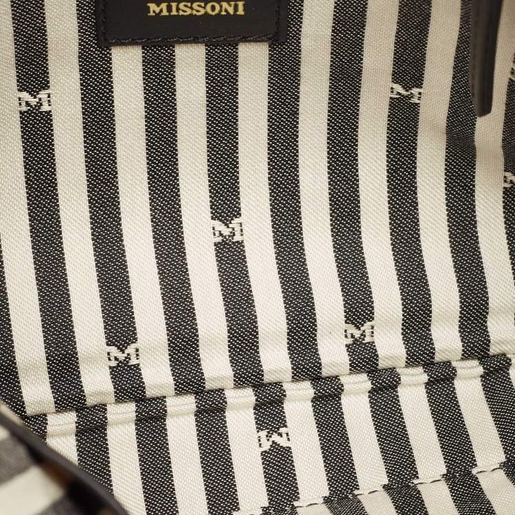 Pre Owned Missoni Multicolor Lurex Fabric Stripe Chain Clutch