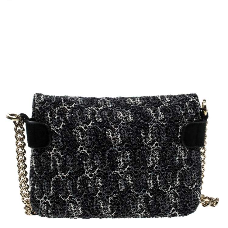 Pre Owned Missoni Metallic Crochet Fabric and Suede Crossbody Bag