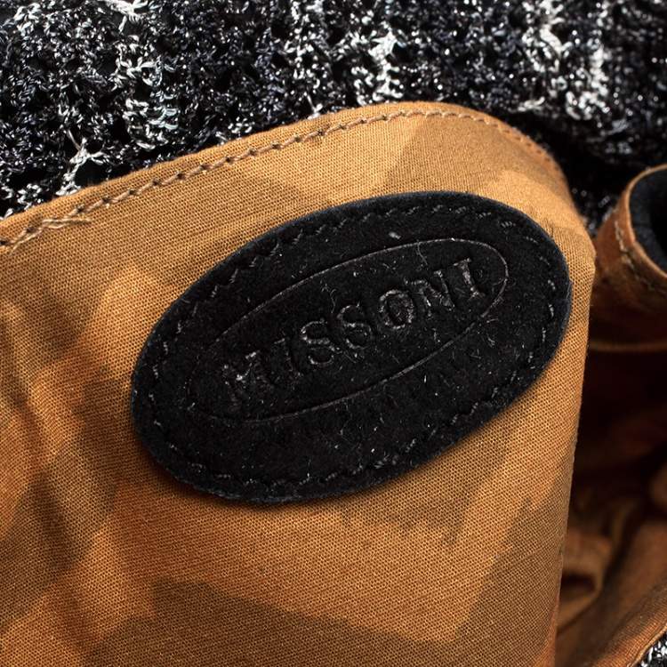 Pre Owned Missoni Metallic Crochet Fabric and Suede Crossbody Bag