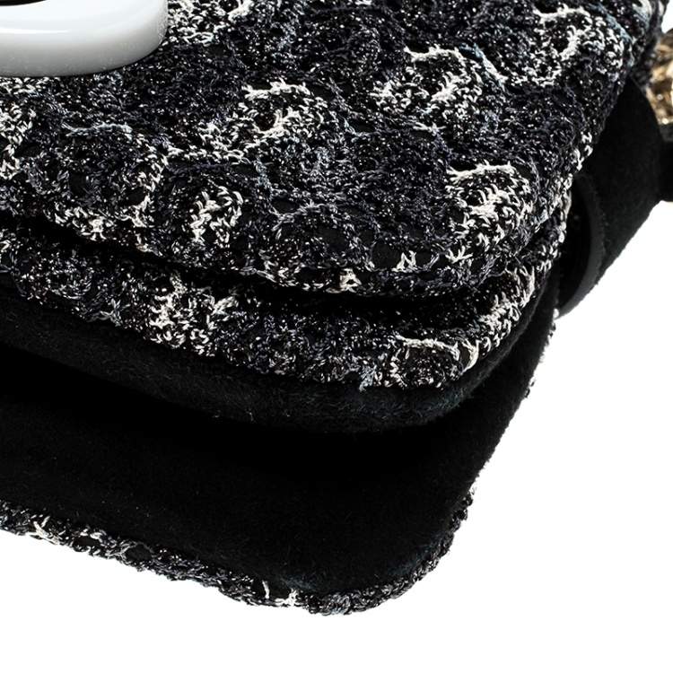 Pre Owned Missoni Metallic Crochet Fabric and Suede Crossbody Bag