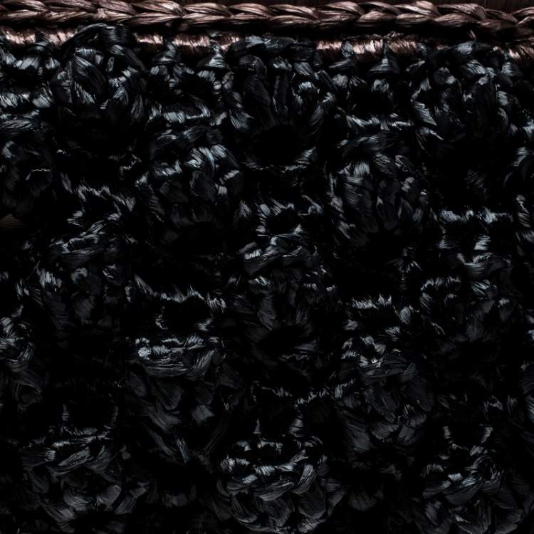 Pre Owned Missoni Black Crochet Straw Clutch