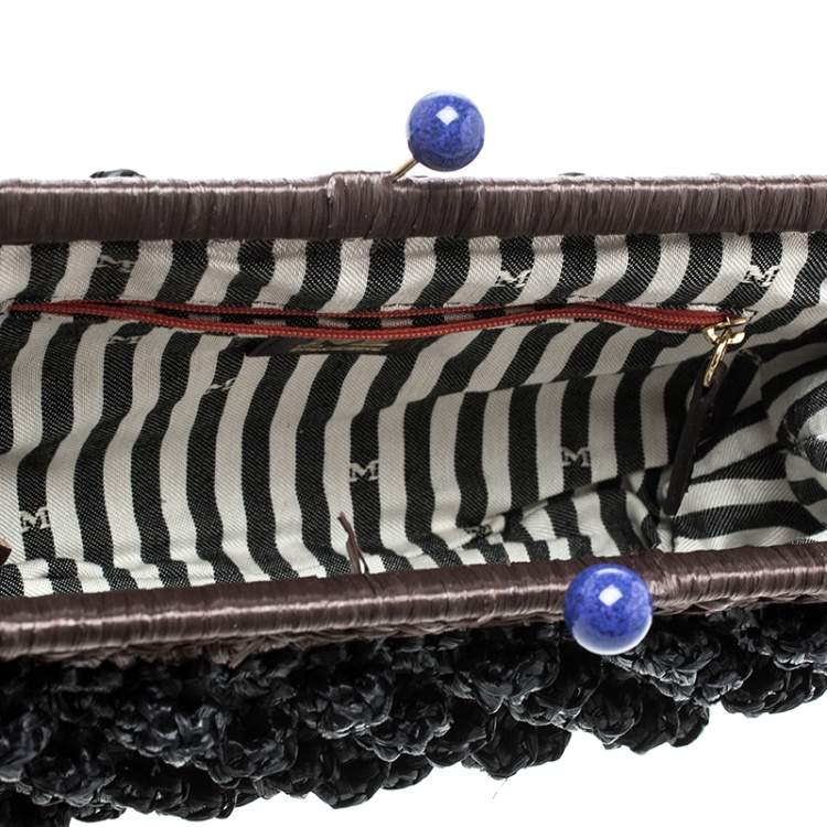 Pre Owned Missoni Black Crochet Straw Clutch