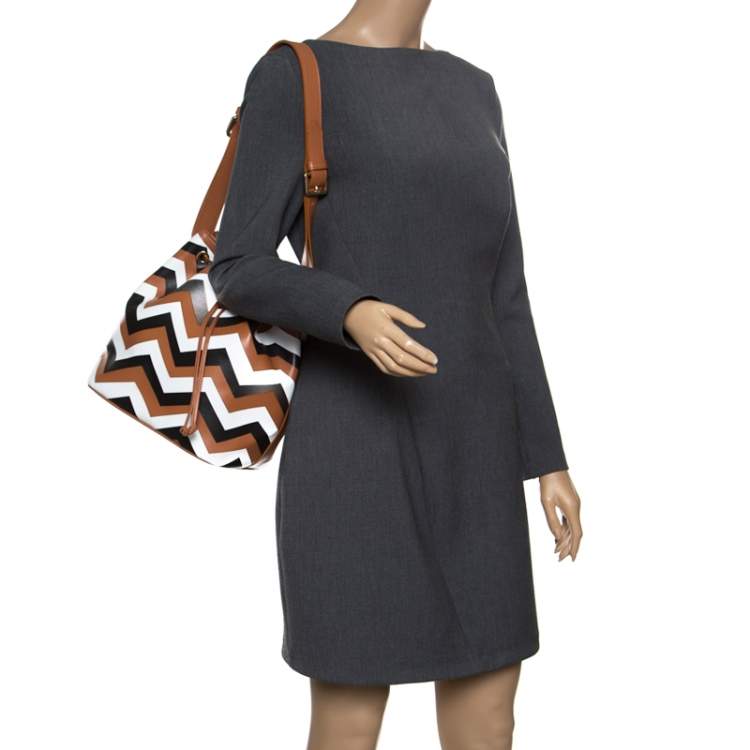 Pre Owned Missoni Brown/Multicolor Printed Bucket Bag