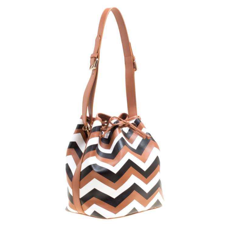 Pre Owned Missoni Brown/Multicolor Printed Bucket Bag