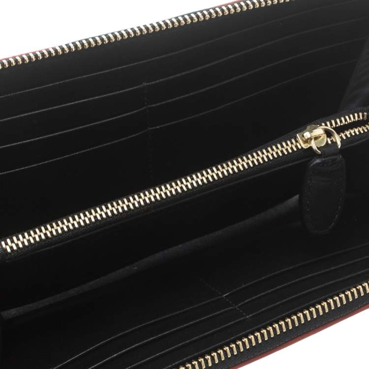 Pre Owned Missoni Black Zigzag Embossed Leather Zip Around Continental Wallet