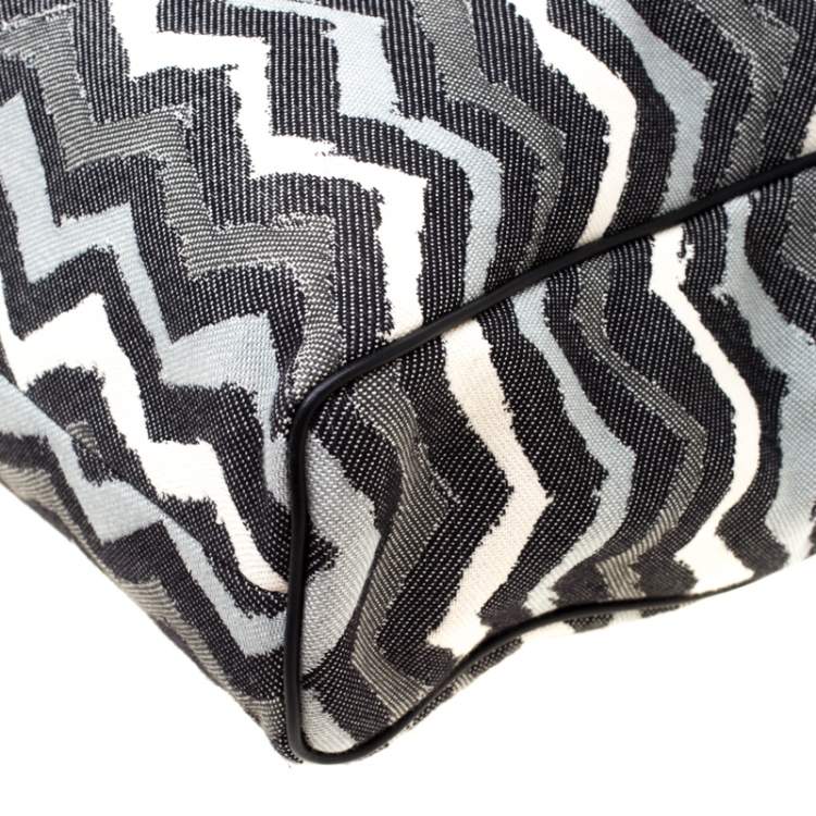 Pre Owned Missoni Multicolor Wave Printed Canvas and Leather Tote