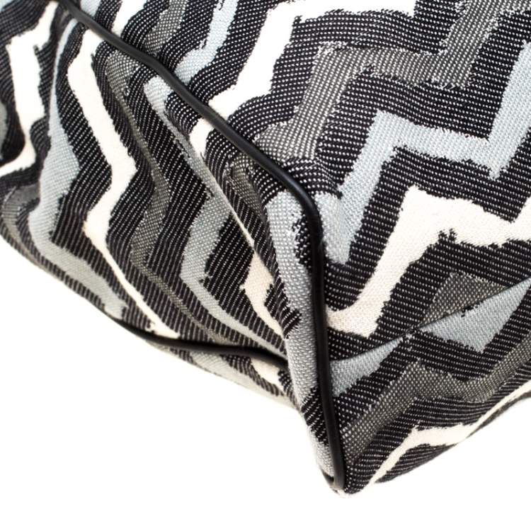 Pre Owned Missoni Multicolor Wave Printed Canvas and Leather Tote