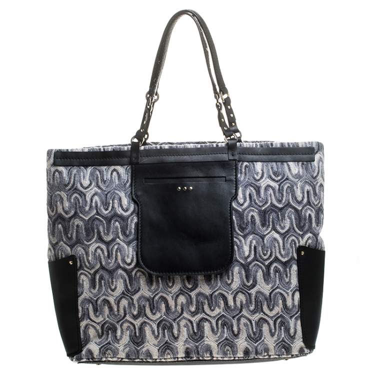 Pre Owned Missoni Grey/Back Fabric and Leather Shopper Tote