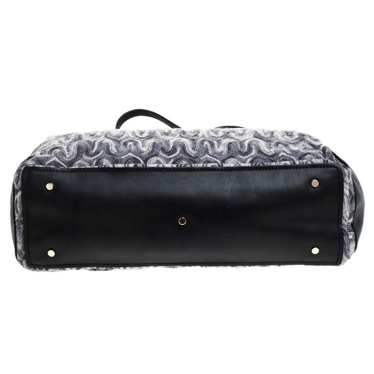 Pre Owned Missoni Grey/Back Fabric and Leather Shopper Tote