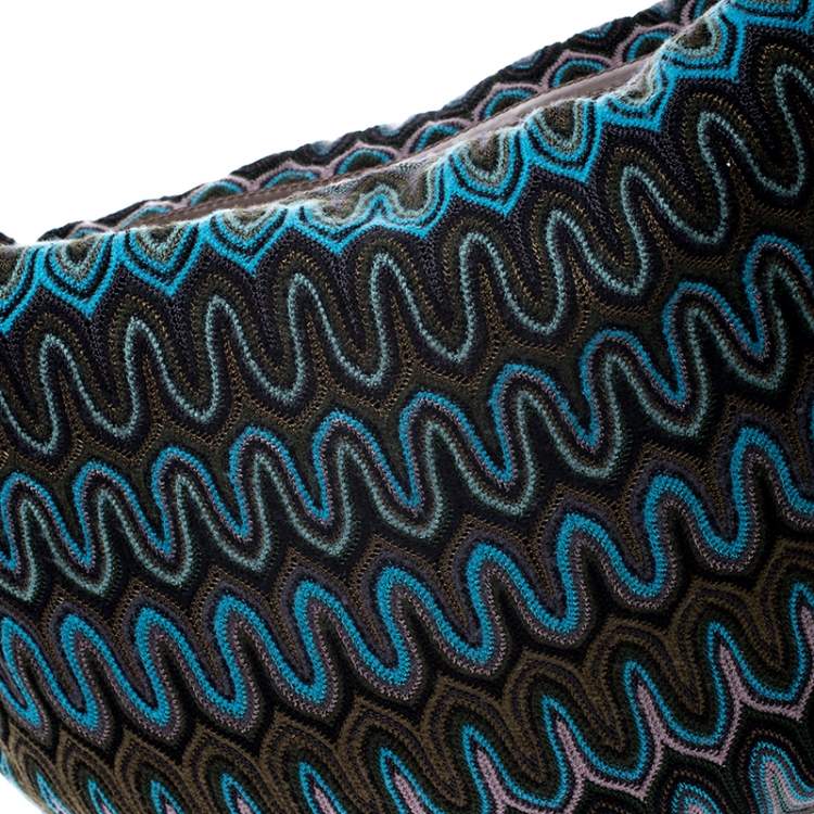 Pre Owned Missoni Green/Multicolor Fabric and Leather Weave Hobo