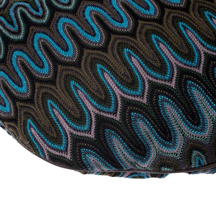 Pre Owned Missoni Green/Multicolor Fabric and Leather Weave Hobo