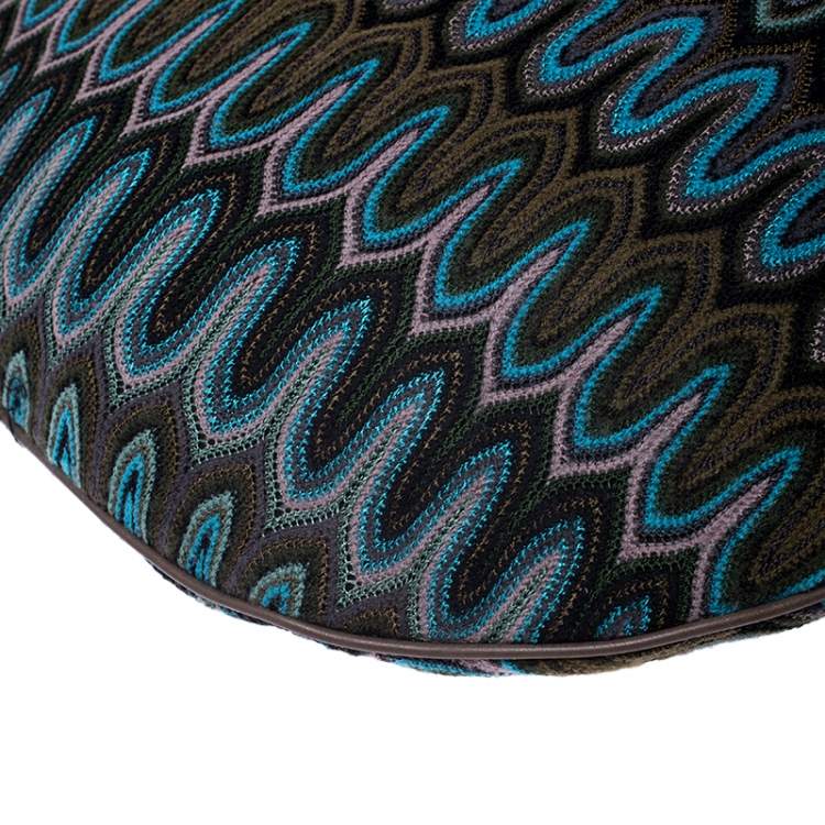 Pre Owned Missoni Green/Multicolor Fabric and Leather Weave Hobo
