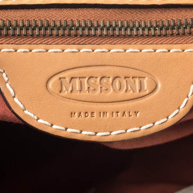 Pre Owned Missoni Multicolor Printed Canvas and Leather Tote