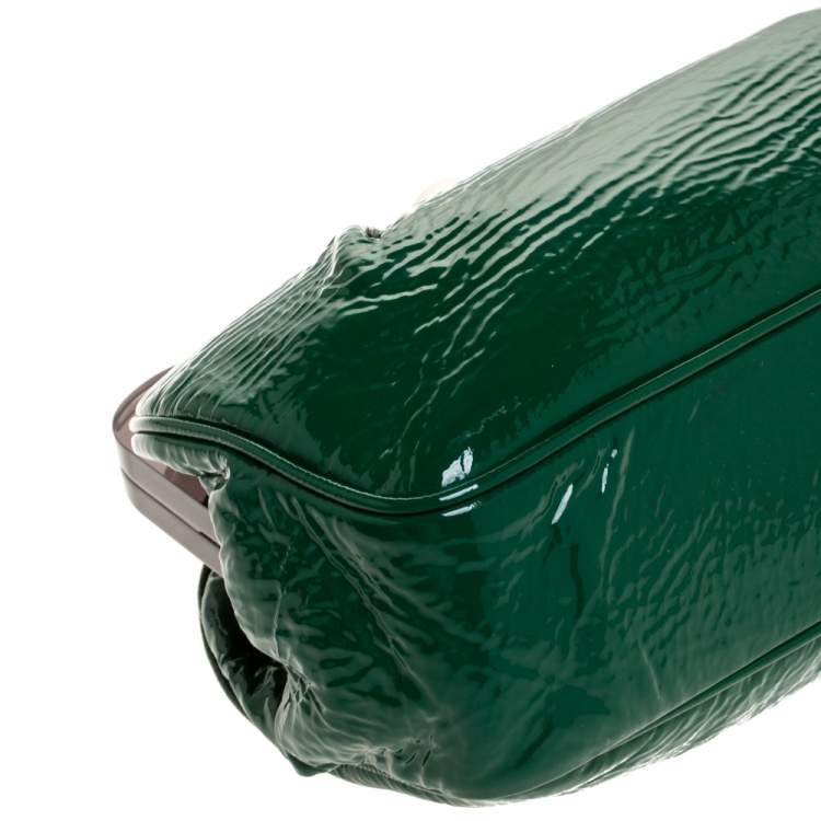 Pre Owned Missoni Green Patent Leather Kisslock Frame Clutch