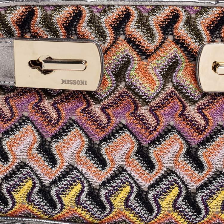Pre Owned Missoni Multicolor Weave Fabric and Laminated Leather Tote