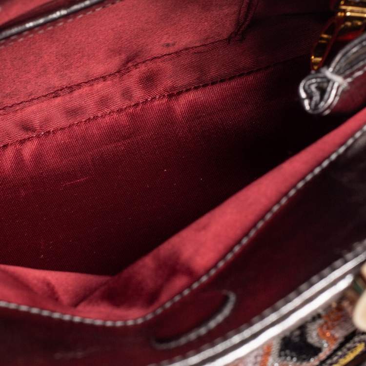 Pre Owned Missoni Multicolor Weave Fabric and Laminated Leather Tote