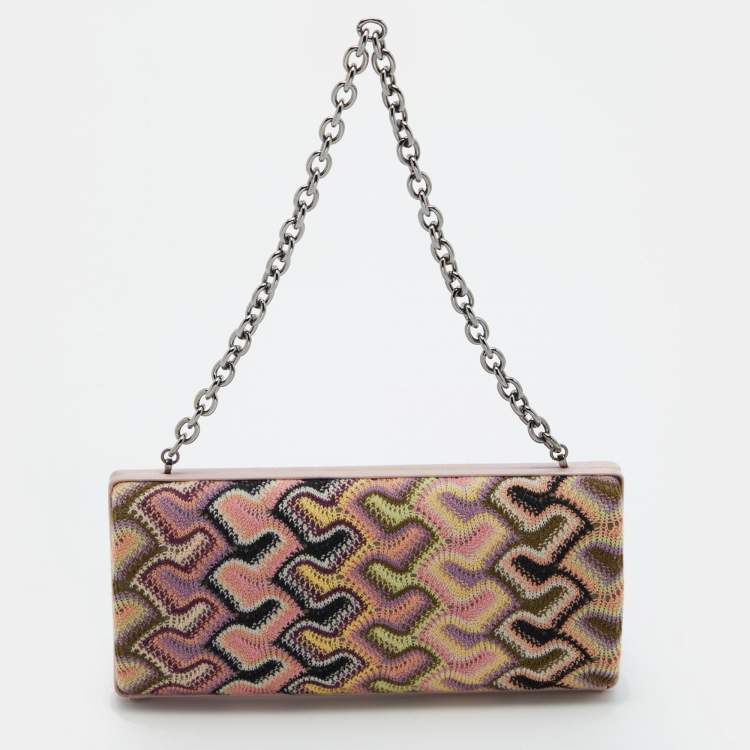 Pre Owned Missoni Multicolor Fabric and Satin Frame Chain Clutch