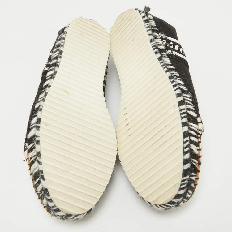 Pre Owned Missoni Black/White Canvas Espadrille Flats Size 36