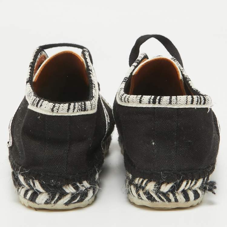 Pre Owned Missoni Black/White Canvas Espadrille Flats Size 36