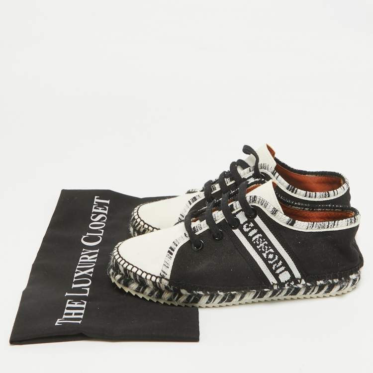 Pre Owned Missoni Black/White Canvas Espadrille Flats Size 36