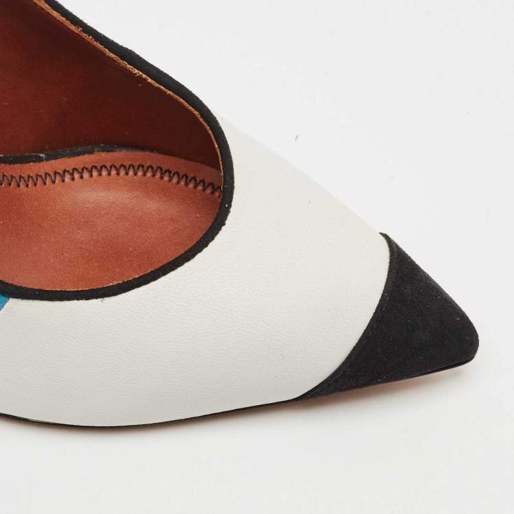 Pre Owned Missoni Multicolor Leather and Suede Colorblock Pointed Toe Pumps Size 39