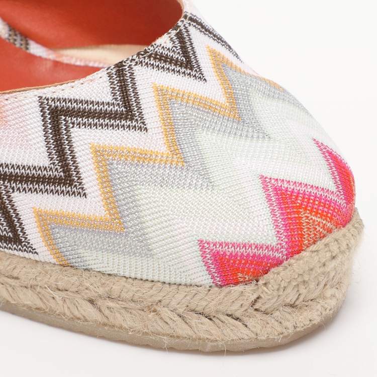 Pre Owned Missoni Multicolor Fabric Eva Wave Espadrilles Wedge Sandals Size 38