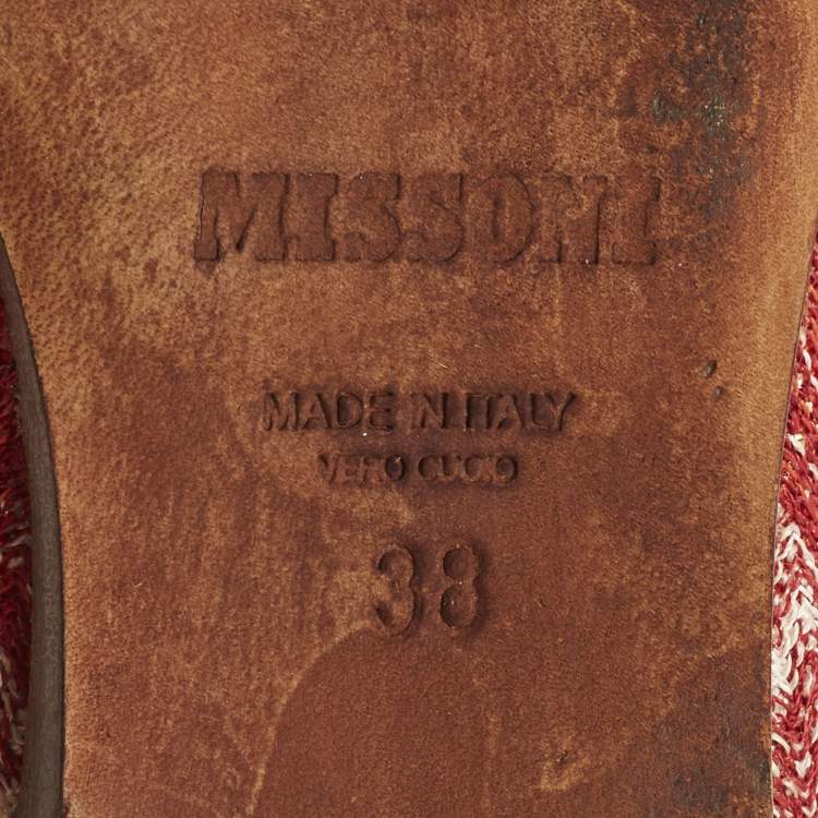 Pre Owned Missoni Size 38 Red Lurex Fabric Crystal Embellished Ballet Flats