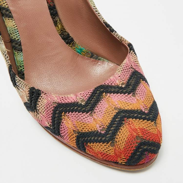 مملوكة مسبقًا Missoni Size 39 Multicolor Knit Fabric Pumps