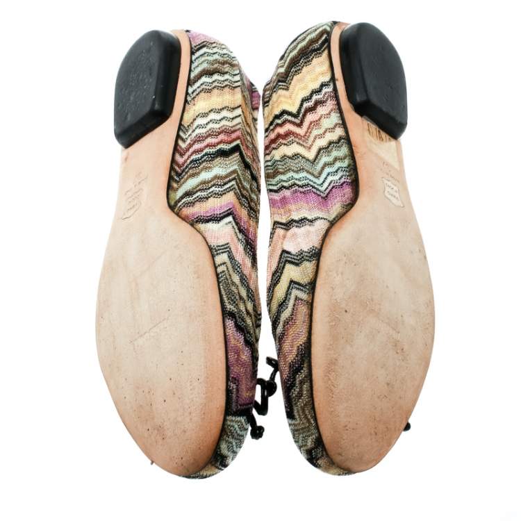 Pre Owned Missoni Multicolor Knit Ballet Flats Size 37 