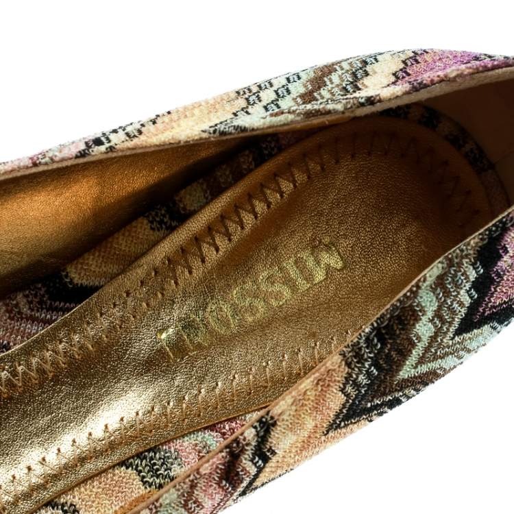 Pre Owned Missoni Multicolor Knit Ballet Flats Size 37 