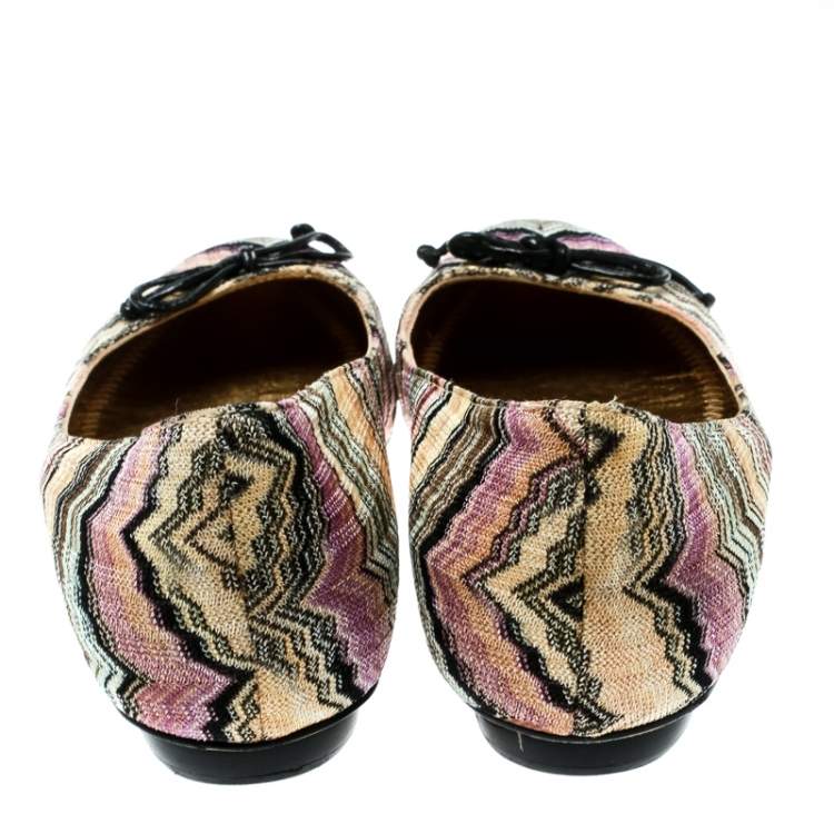 Pre Owned Missoni Multicolor Knit Ballet Flats Size 37 