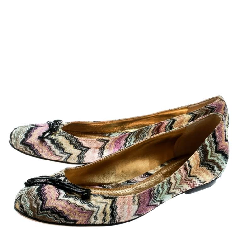 Pre Owned Missoni Multicolor Knit Ballet Flats Size 37 