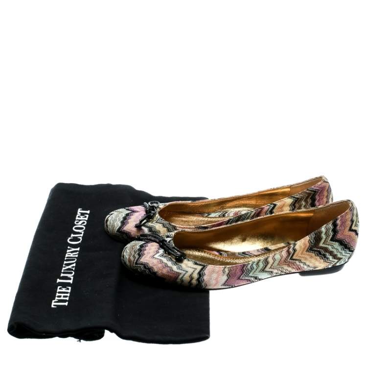 Pre Owned Missoni Multicolor Knit Ballet Flats Size 37 