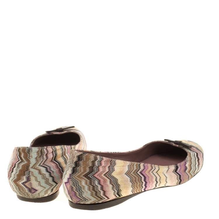 Pre Owned Missoni Multicolor Knit Ballet Flats Size 37 
