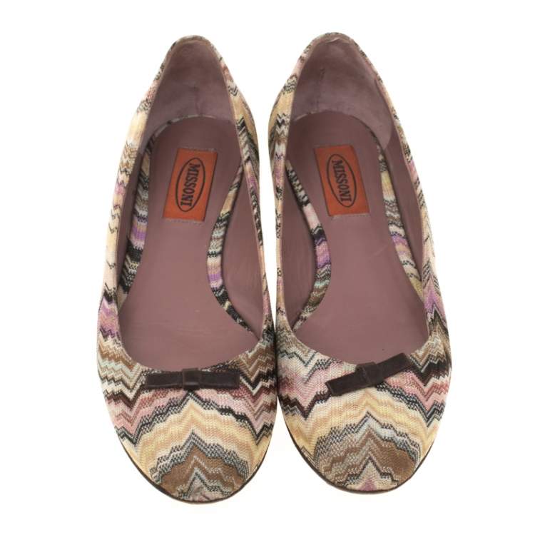 Pre Owned Missoni Multicolor Knit Ballet Flats Size 37 