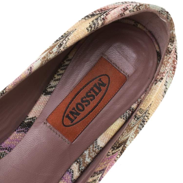 Pre Owned Missoni Multicolor Knit Ballet Flats Size 37 