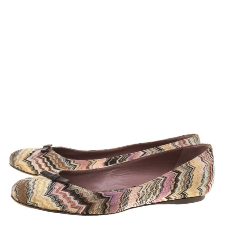 Pre Owned Missoni Multicolor Knit Ballet Flats Size 37 