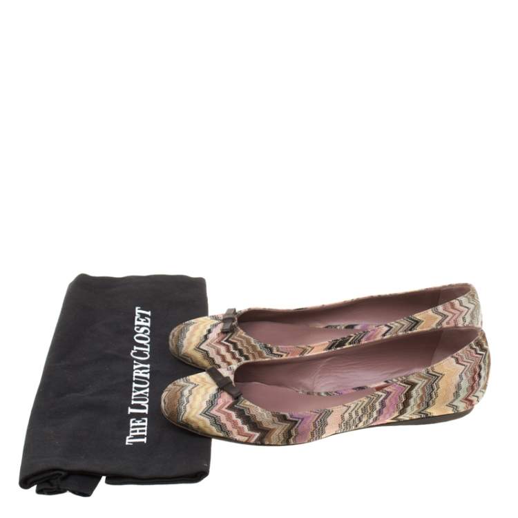 Pre Owned Missoni Multicolor Knit Ballet Flats Size 37 