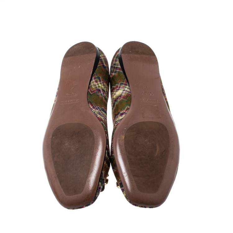 Pre Owned Missoni Multicolor Knit Fabric Embellished Ballet Flats Size 37